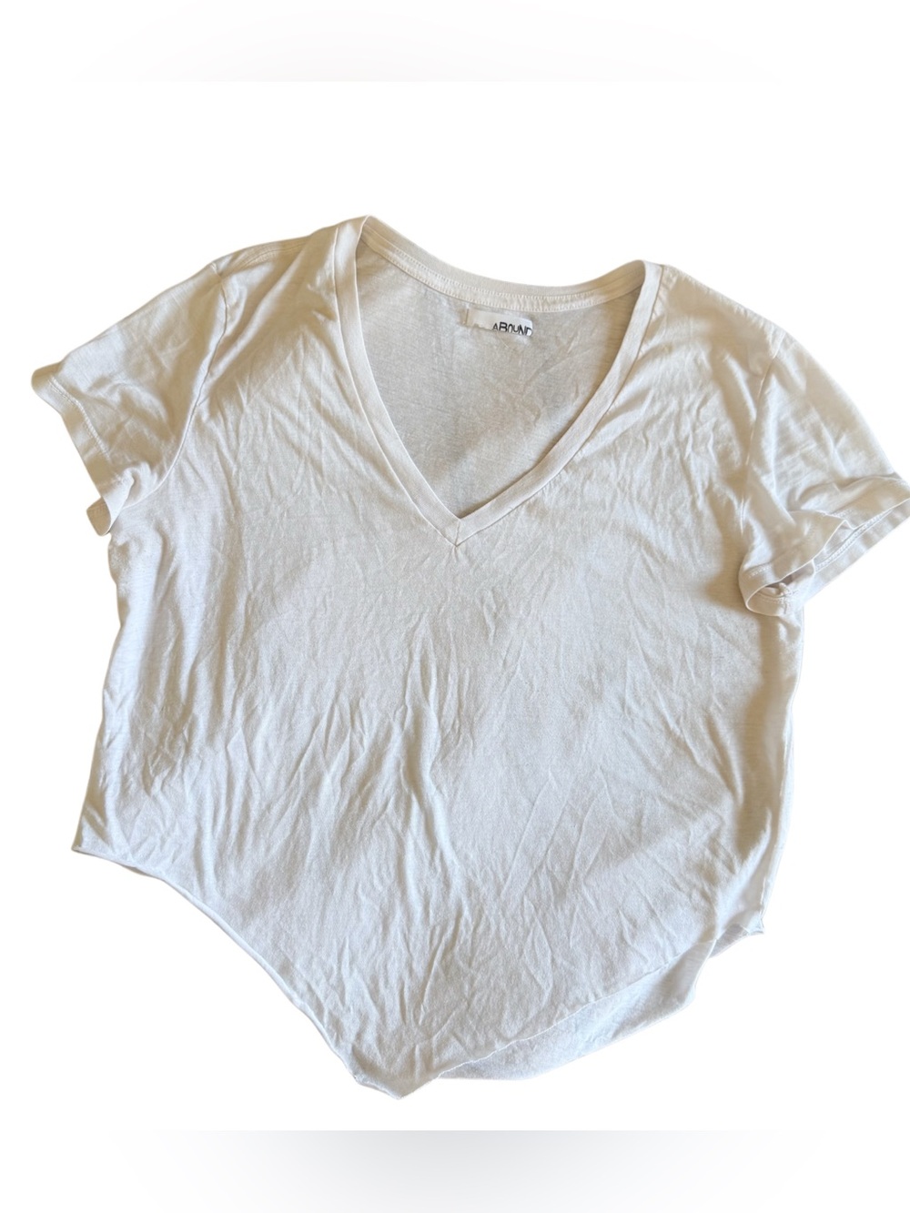 Nordstrom super soft cotton abound White V-Neck Women's Tee cropped raw hem